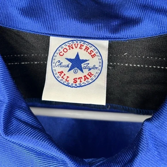 Converse All Star Vintage 90s Blue Warmup Button Up Shirt Men Size Large Sporty - Picture 7 of 9